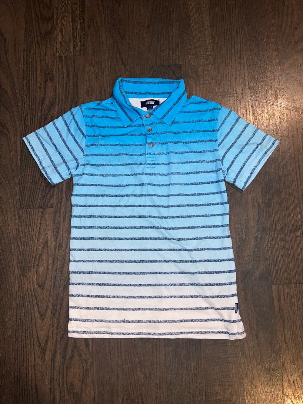 Boys Univibe Blue Gradient Striped Polo Size M